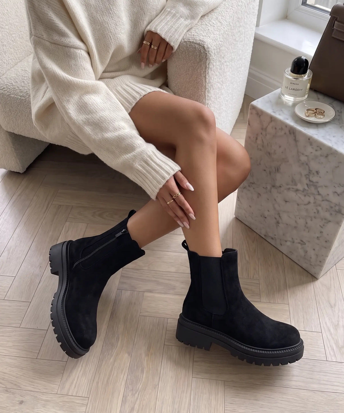 Lania | Chelsea boots effetto scamosciato neri