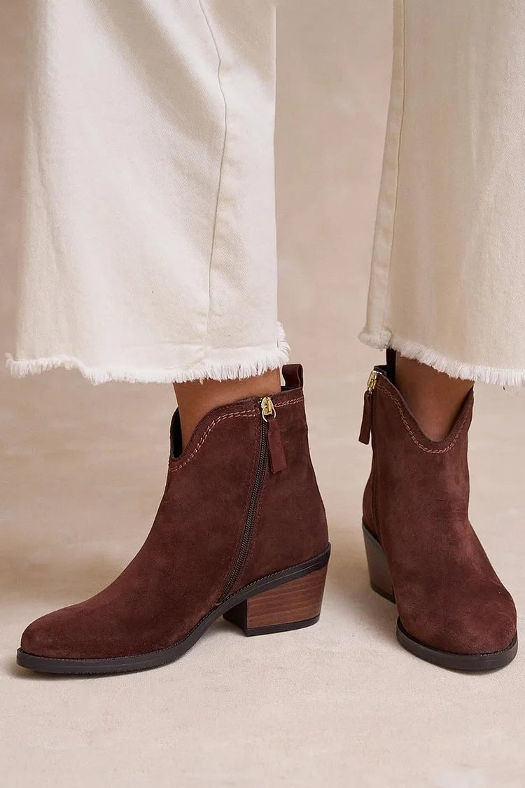 Céline – Stivaletti effetto camoscio marrone scuro