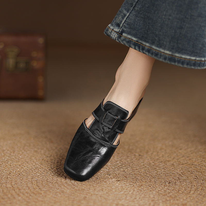 Ingrid | Mules in vera pelle con tagli laterali