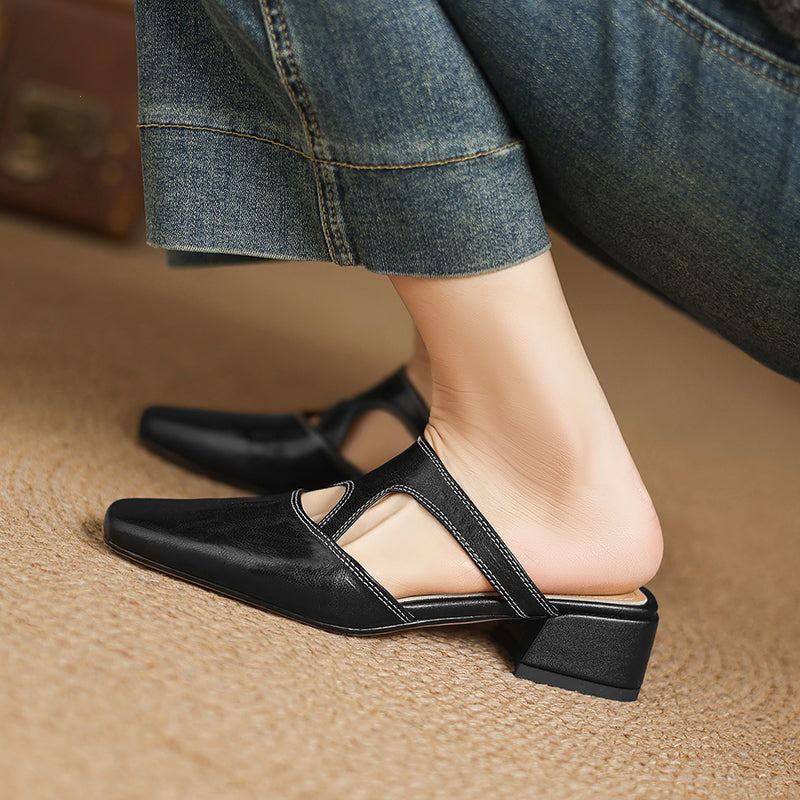 Dessa | Mules in vera pelle con tagli