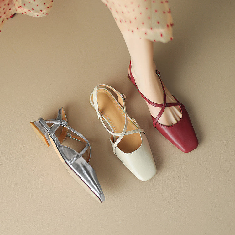 Stella | Slingback in vera pelle a punta quadrata