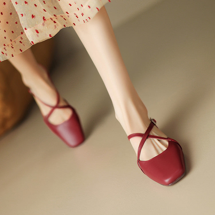 Stella | Slingback in vera pelle a punta quadrata