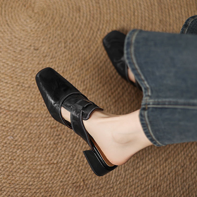 Ingrid | Mules in vera pelle con tagli laterali