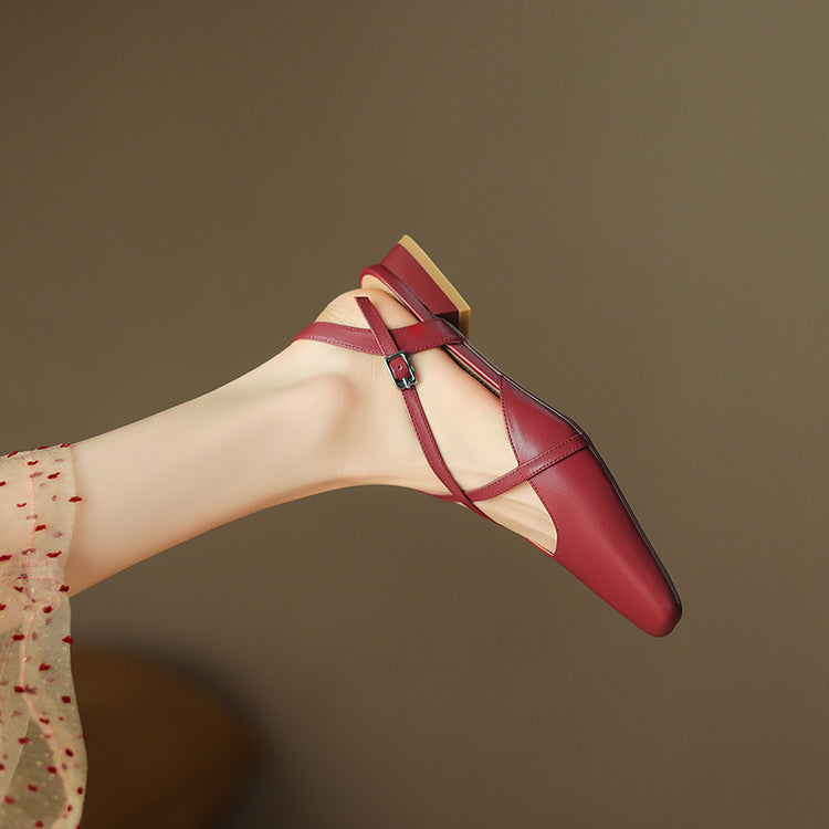 Stella | Slingback in vera pelle a punta quadrata