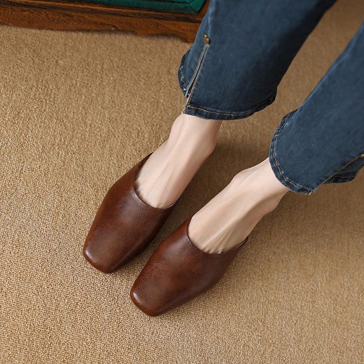 Lera | Mules in vera pelle a punta quadrata