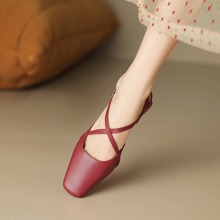 Stella | Slingback in vera pelle a punta quadrata