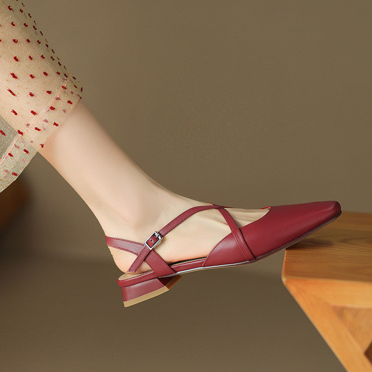 Stella | Slingback in vera pelle a punta quadrata