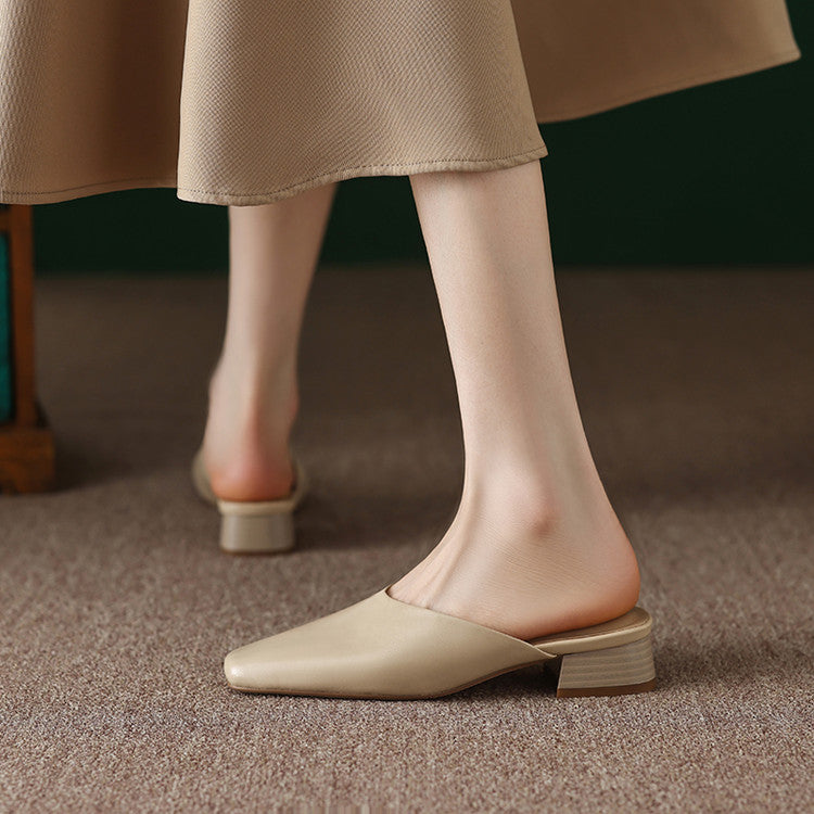 Lera | Mules in vera pelle a punta quadrata