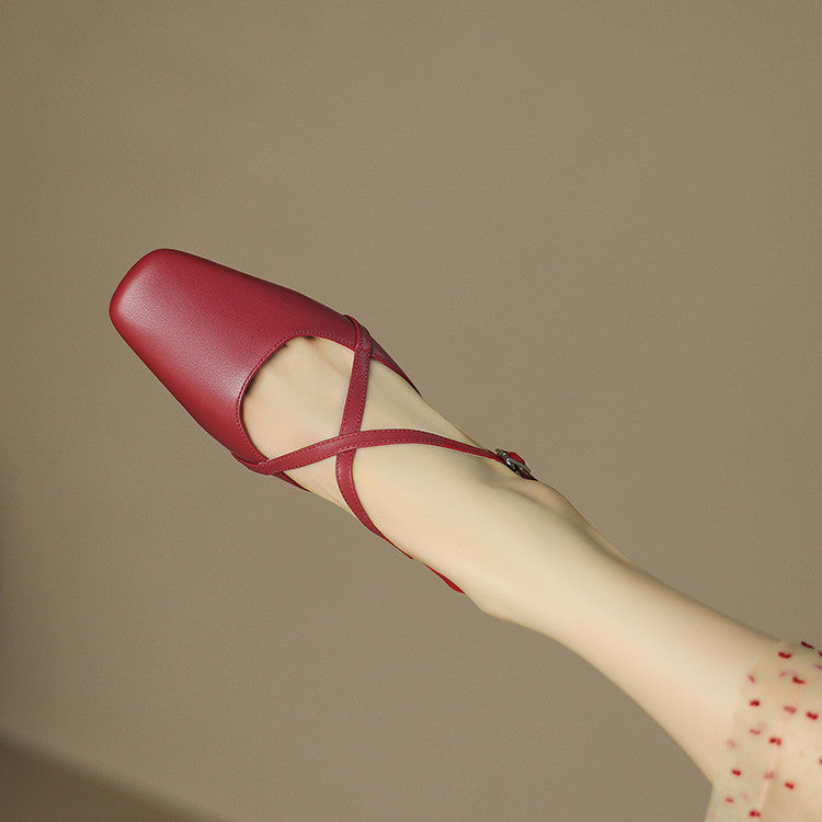 Stella | Slingback in vera pelle a punta quadrata