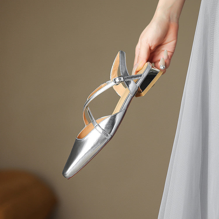 Stella | Slingback in vera pelle a punta quadrata