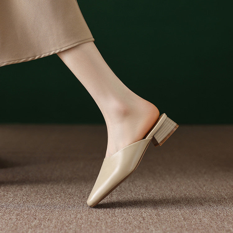 Lera | Mules in vera pelle a punta quadrata