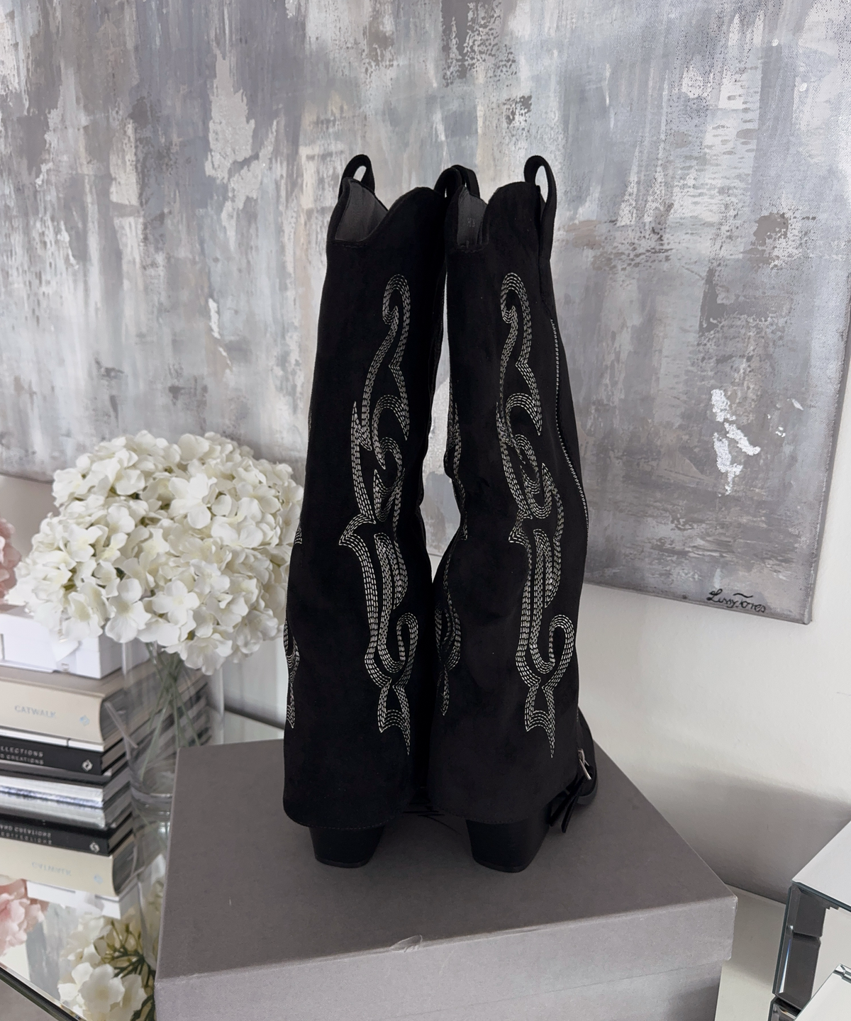 Lavinia | Stivali cowboy con zip neri