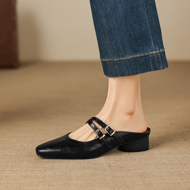 Quaro | Mules Mary Jane in vera pelle