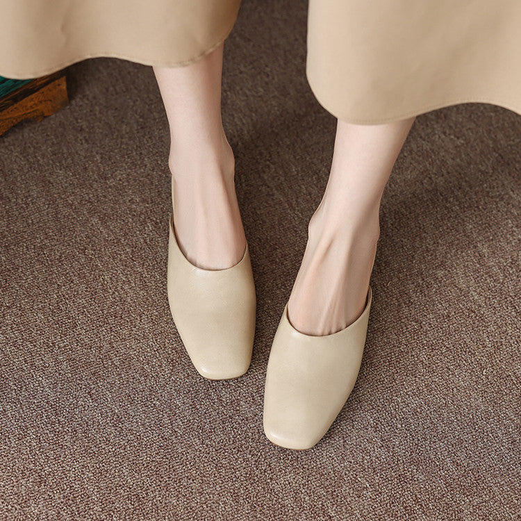 Lera | Mules in vera pelle a punta quadrata
