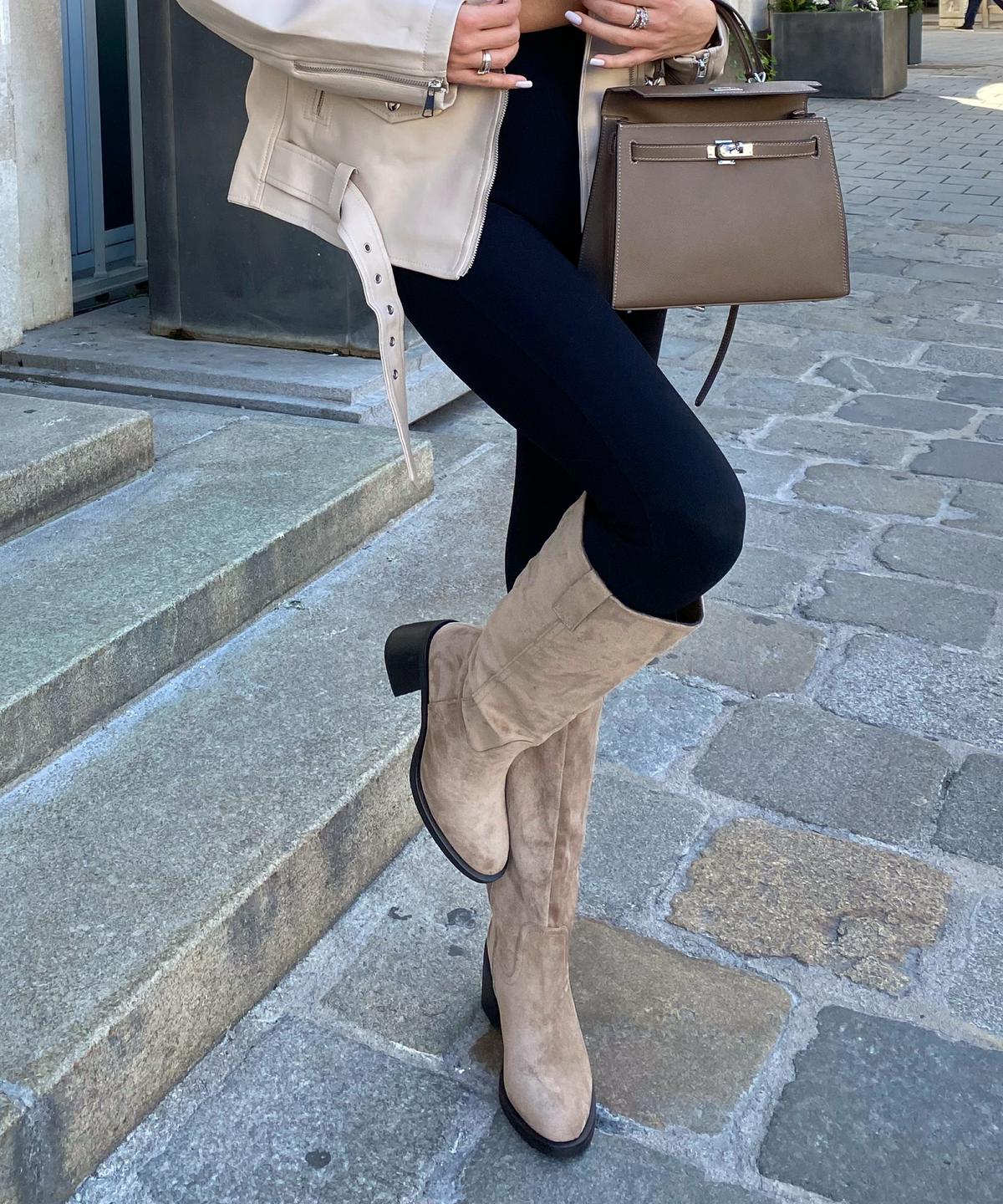 Mena | Stivali foderati con tacco 8 cm beige