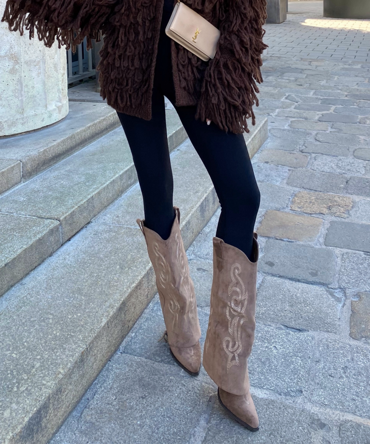 Lavinia | Stivali cowboy con zip marroni