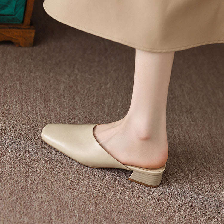 Lera | Mules in vera pelle a punta quadrata