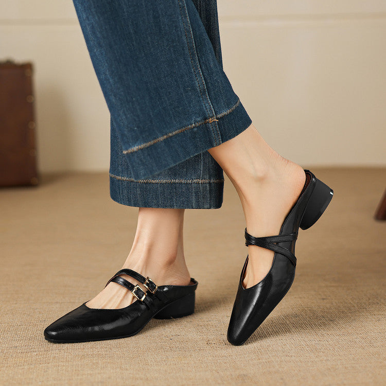 Quaro | Mules Mary Jane in vera pelle