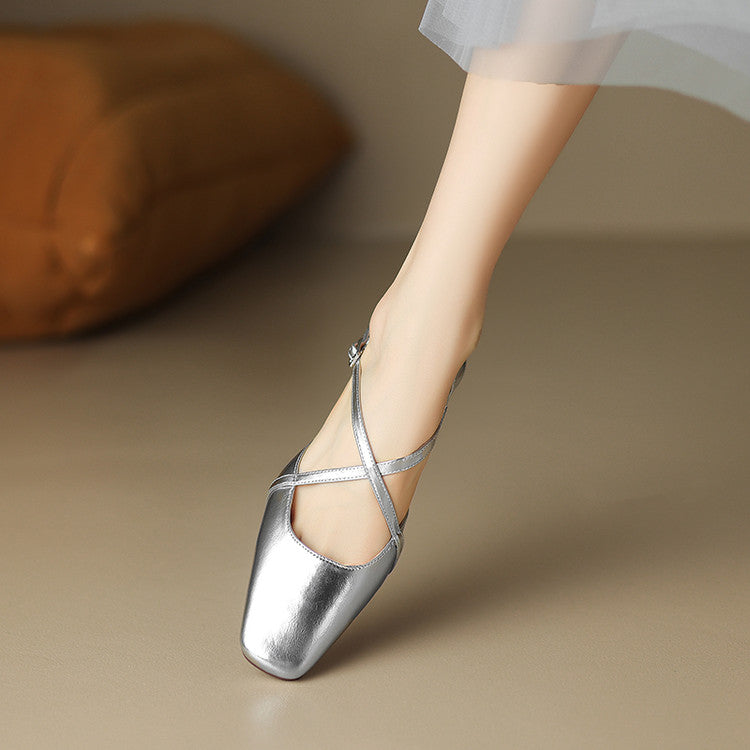 Stella | Slingback in vera pelle a punta quadrata