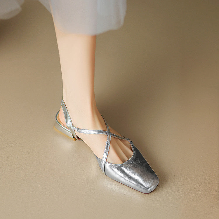 Stella | Slingback in vera pelle a punta quadrata