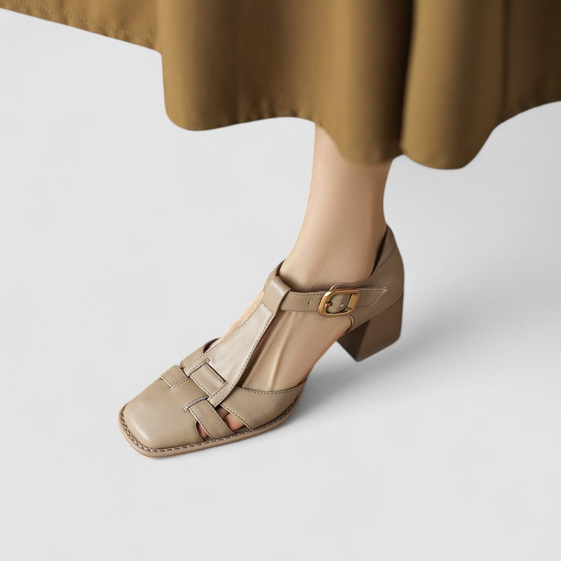 Véronique | Scarpe con cinturino a T e tacco largo