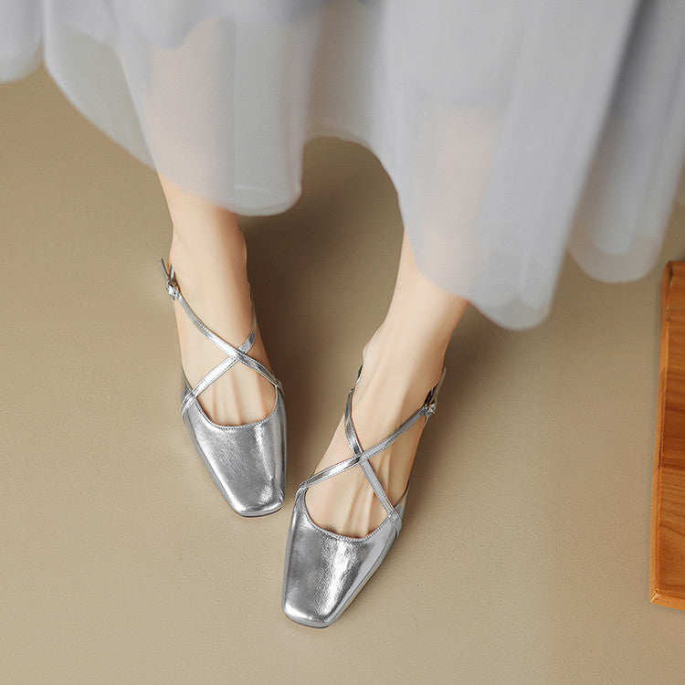 Stella | Slingback in vera pelle a punta quadrata