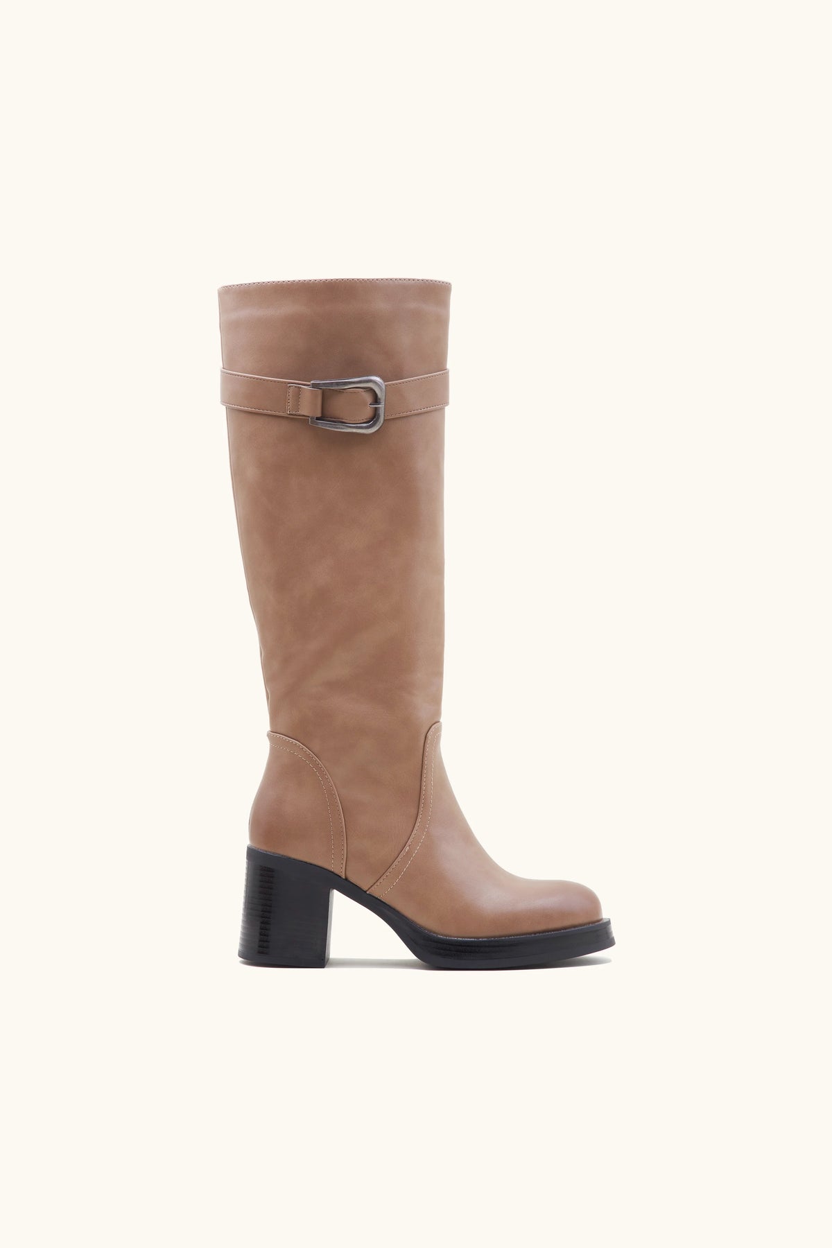 Stivali alti kaki con fibbie