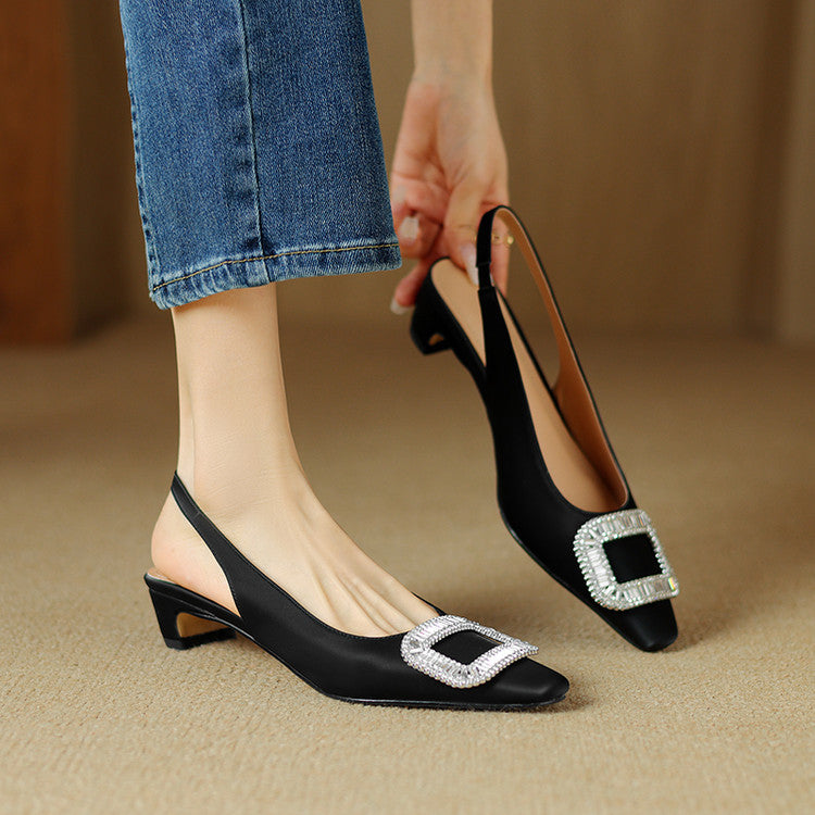 Elora | Slingback in vera pelle con strass