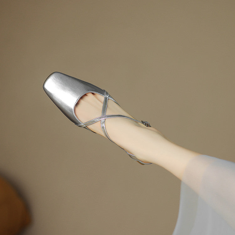 Stella | Slingback in vera pelle a punta quadrata