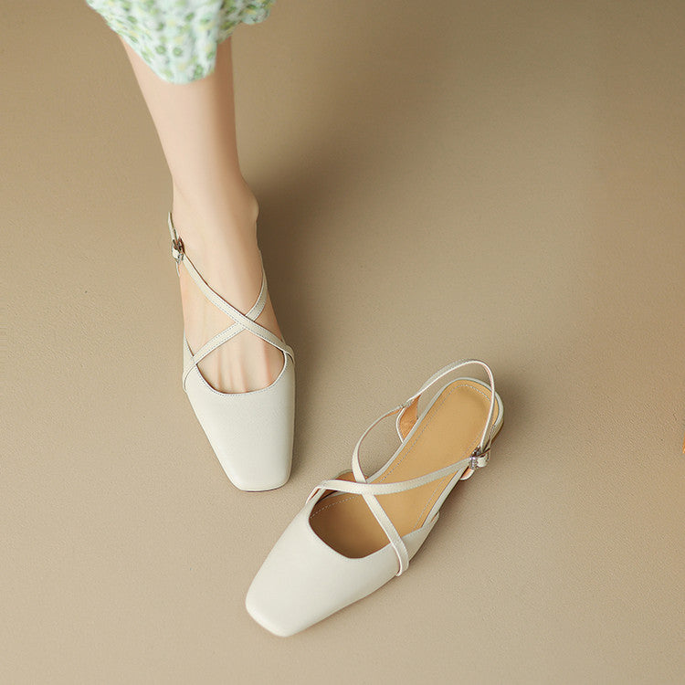 Stella | Slingback in vera pelle a punta quadrata