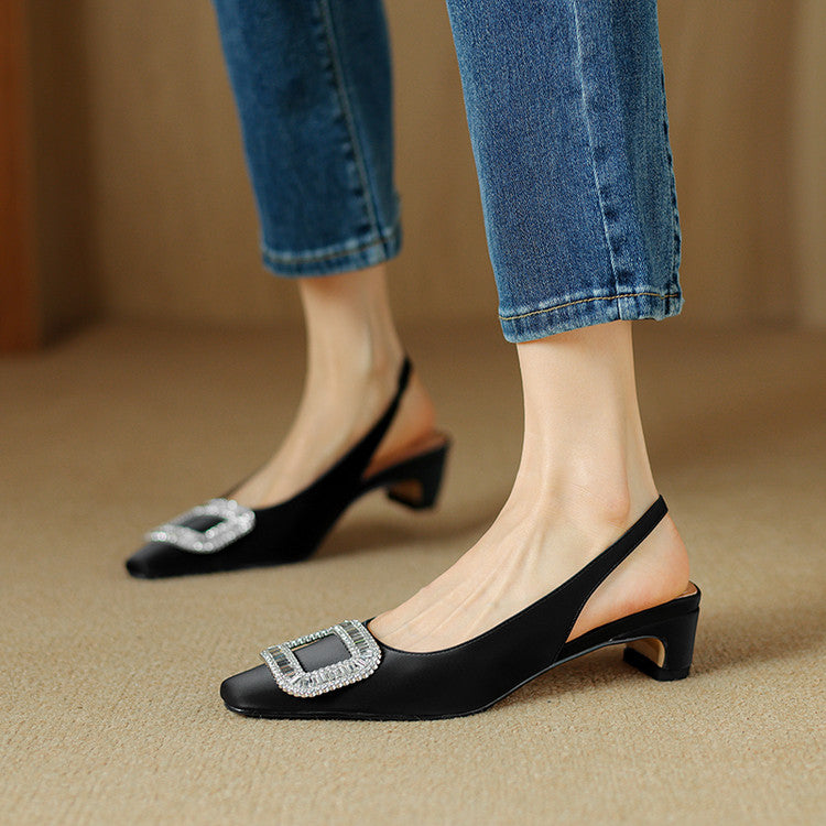 Elora | Slingback in vera pelle con strass
