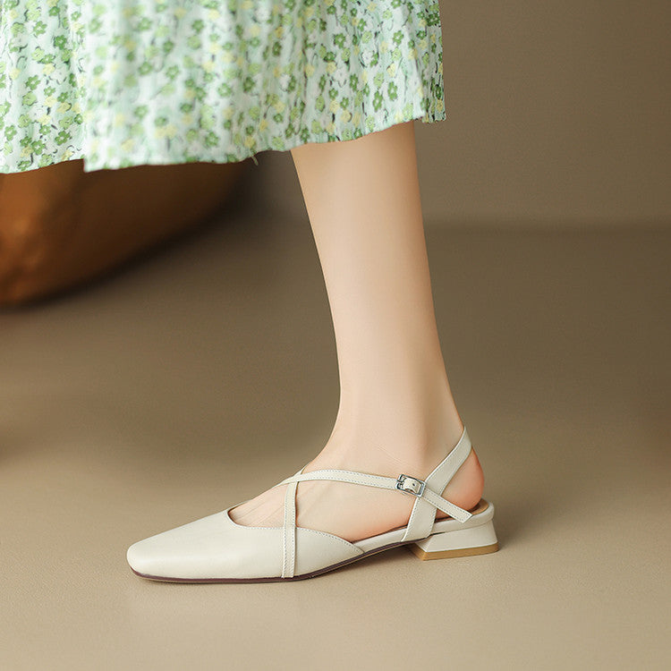 Stella | Slingback in vera pelle a punta quadrata