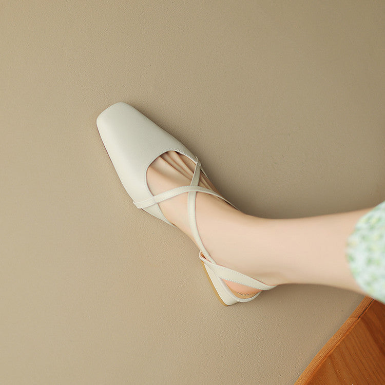 Stella | Slingback in vera pelle a punta quadrata