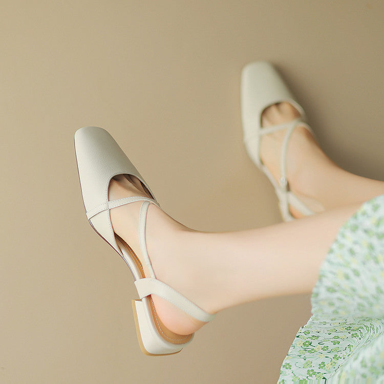 Stella | Slingback in vera pelle a punta quadrata