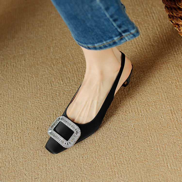 Elora | Slingback in vera pelle con strass