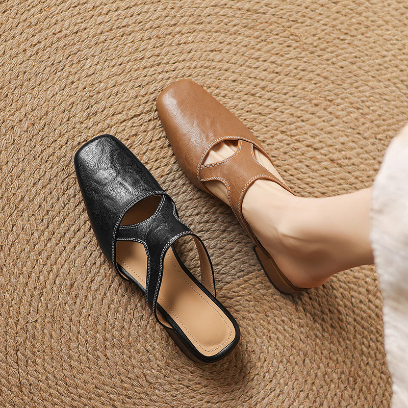 Darea | Mules in vera pelle con tagli laterali
