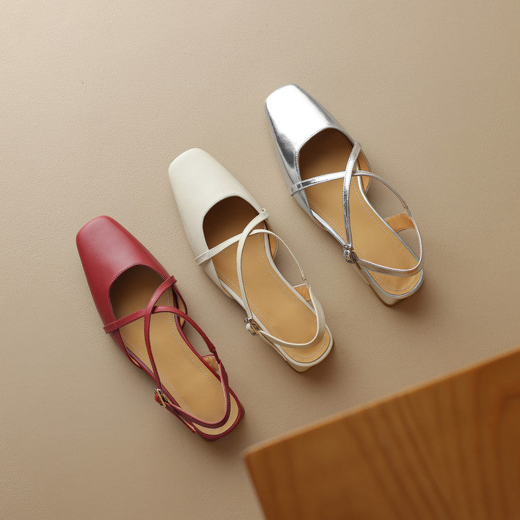 Stella | Slingback in vera pelle a punta quadrata