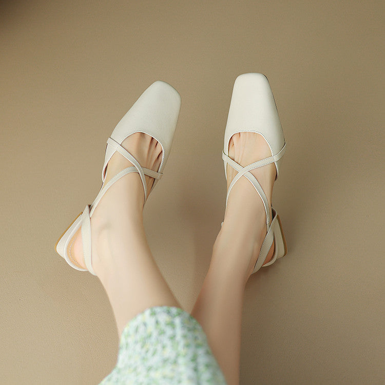 Stella | Slingback in vera pelle a punta quadrata