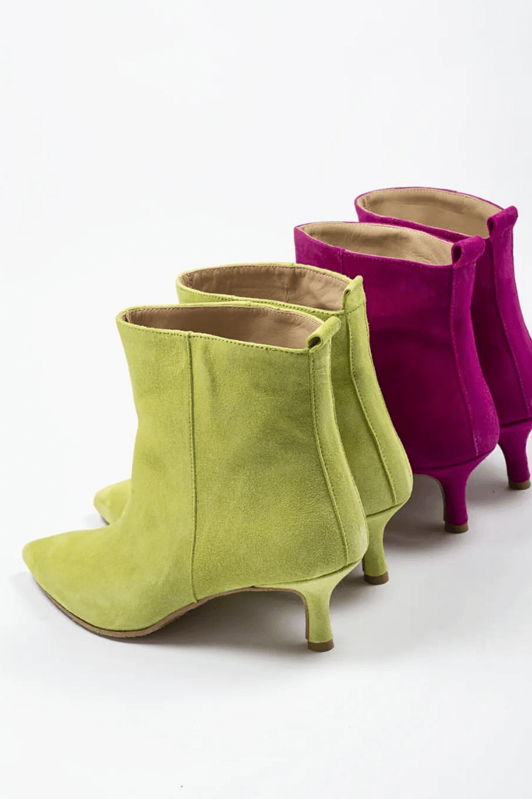 Sophie – Stivaletti effetto camoscio in viola e verde