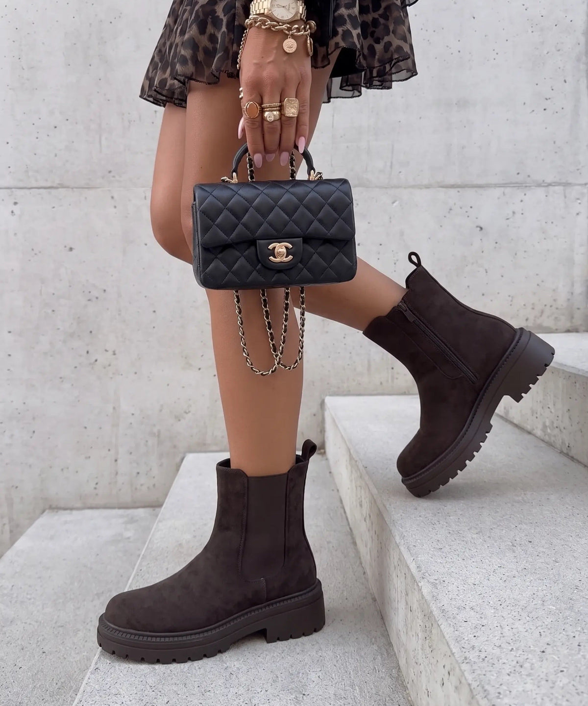 Lania | Chelsea boots effetto scamosciato marrone scuro