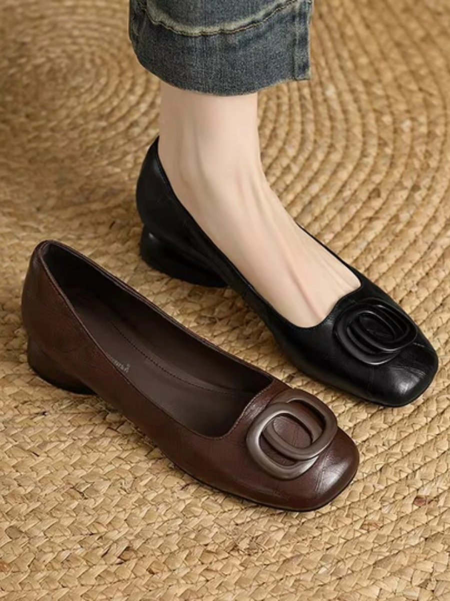 Margot | Ballerine in vera pelle a punta quadrata