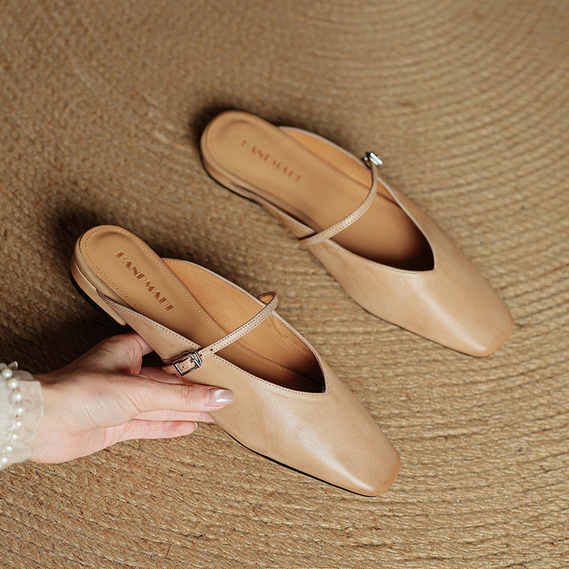 Neva | Mules in vera pelle a punta quadrata