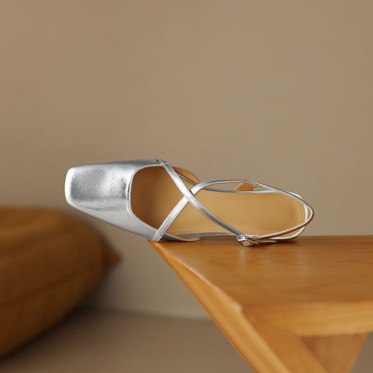 Stella | Slingback in vera pelle a punta quadrata
