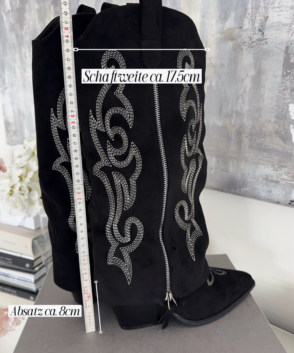 Lavinia | Stivali cowboy con zip neri