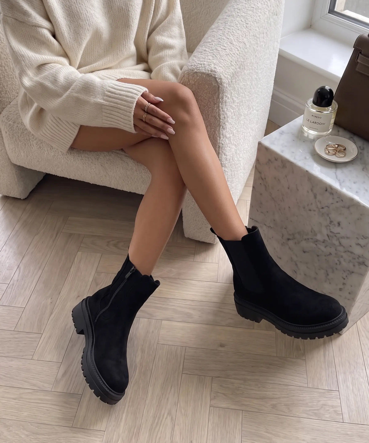 Lania | Chelsea boots effetto scamosciato neri