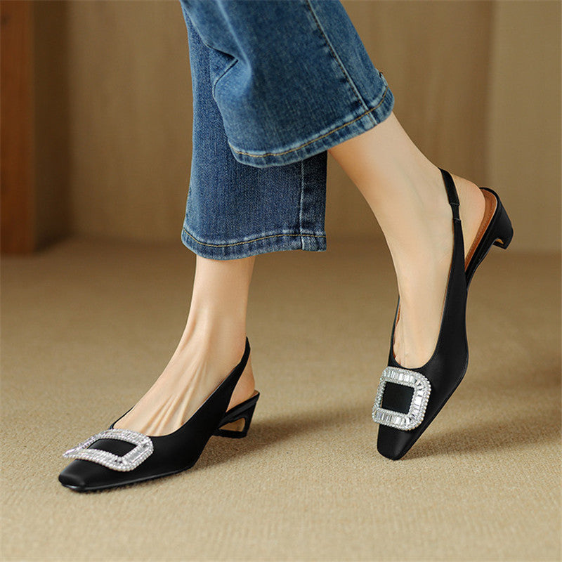 Elora | Slingback in vera pelle con strass
