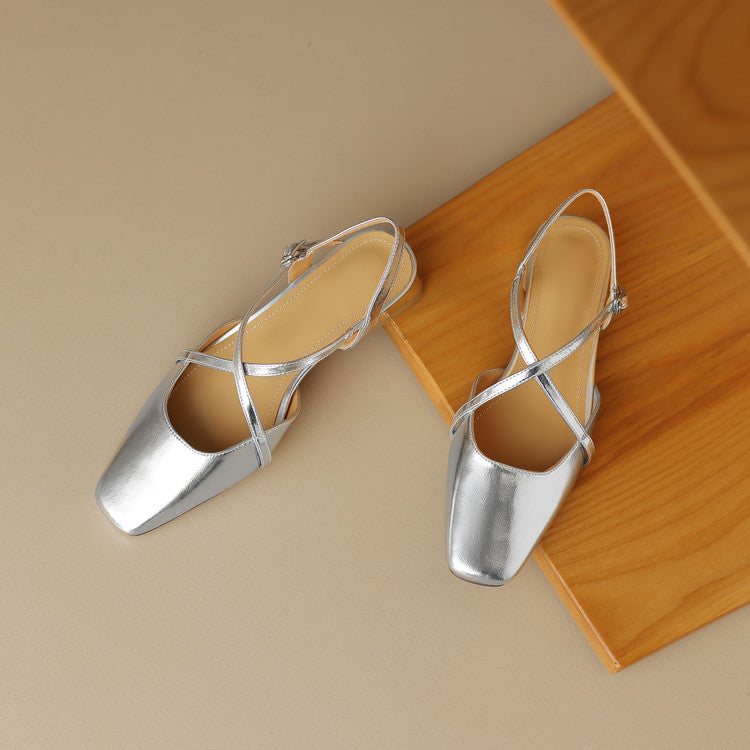 Stella | Slingback in vera pelle a punta quadrata