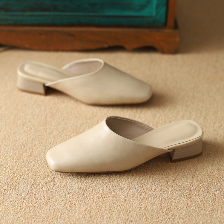 Lera | Mules in vera pelle a punta quadrata