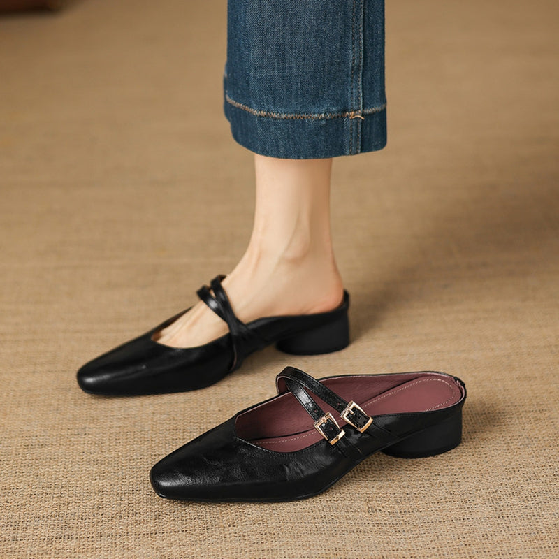 Quaro | Mules Mary Jane in vera pelle