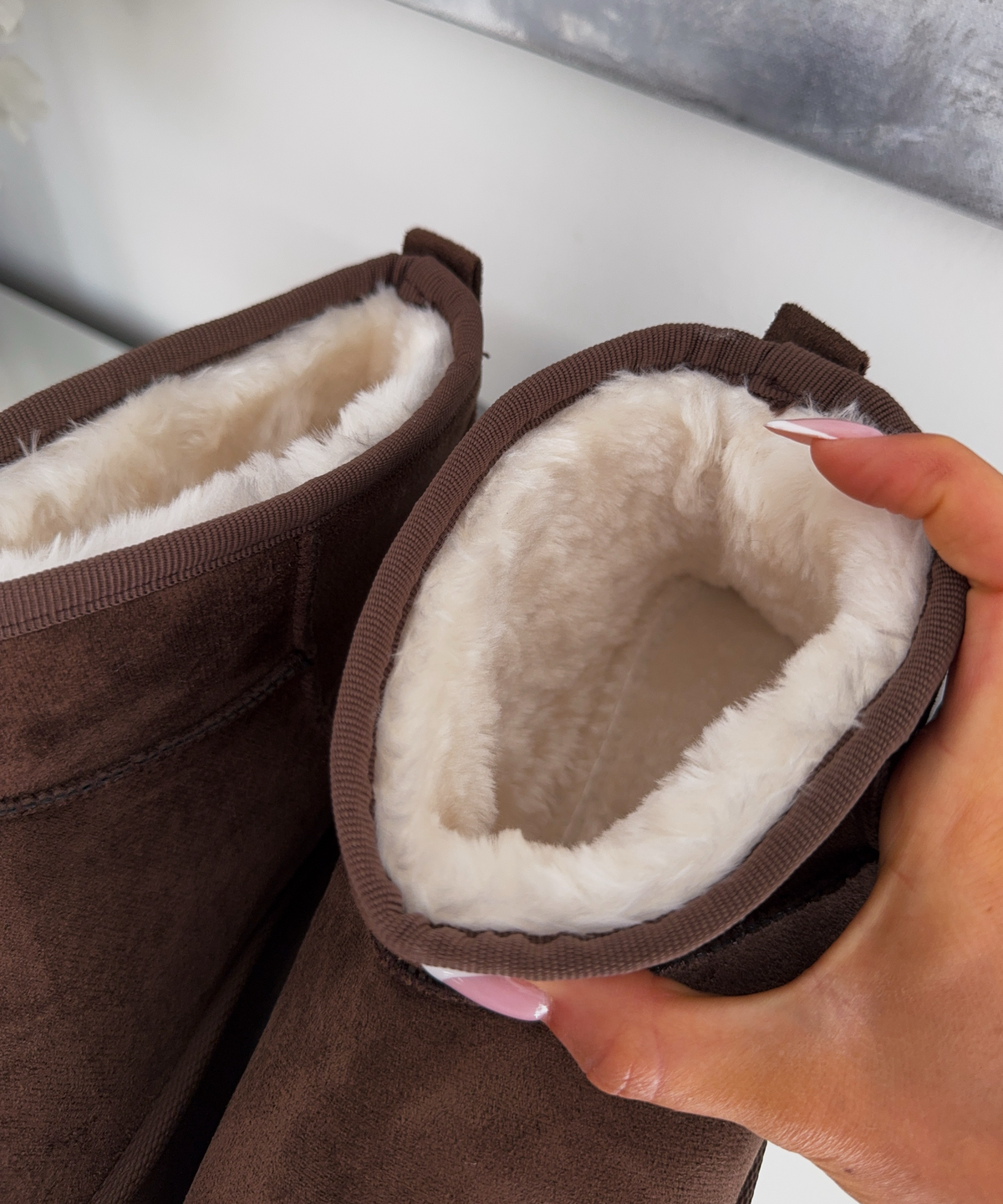 Nina | Stivaletti con plateau foderati marrone scuro
